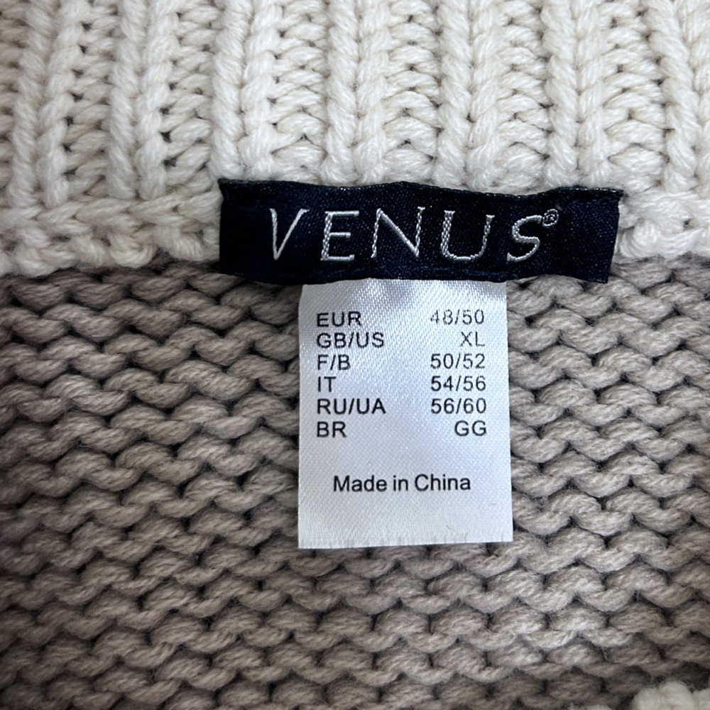 Venus Cozy Cable Knit Turtleneck Sweater - Brown and Cream - Picture 3 of 7